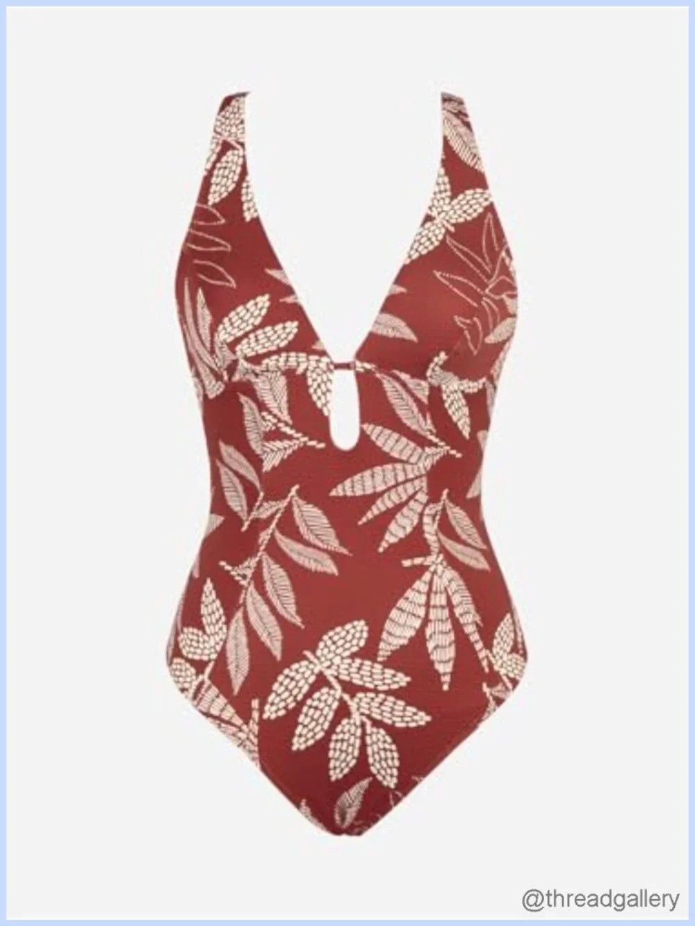 Women's Deep V Neck One Piece Swimsuit Ring Back Bathing Suit